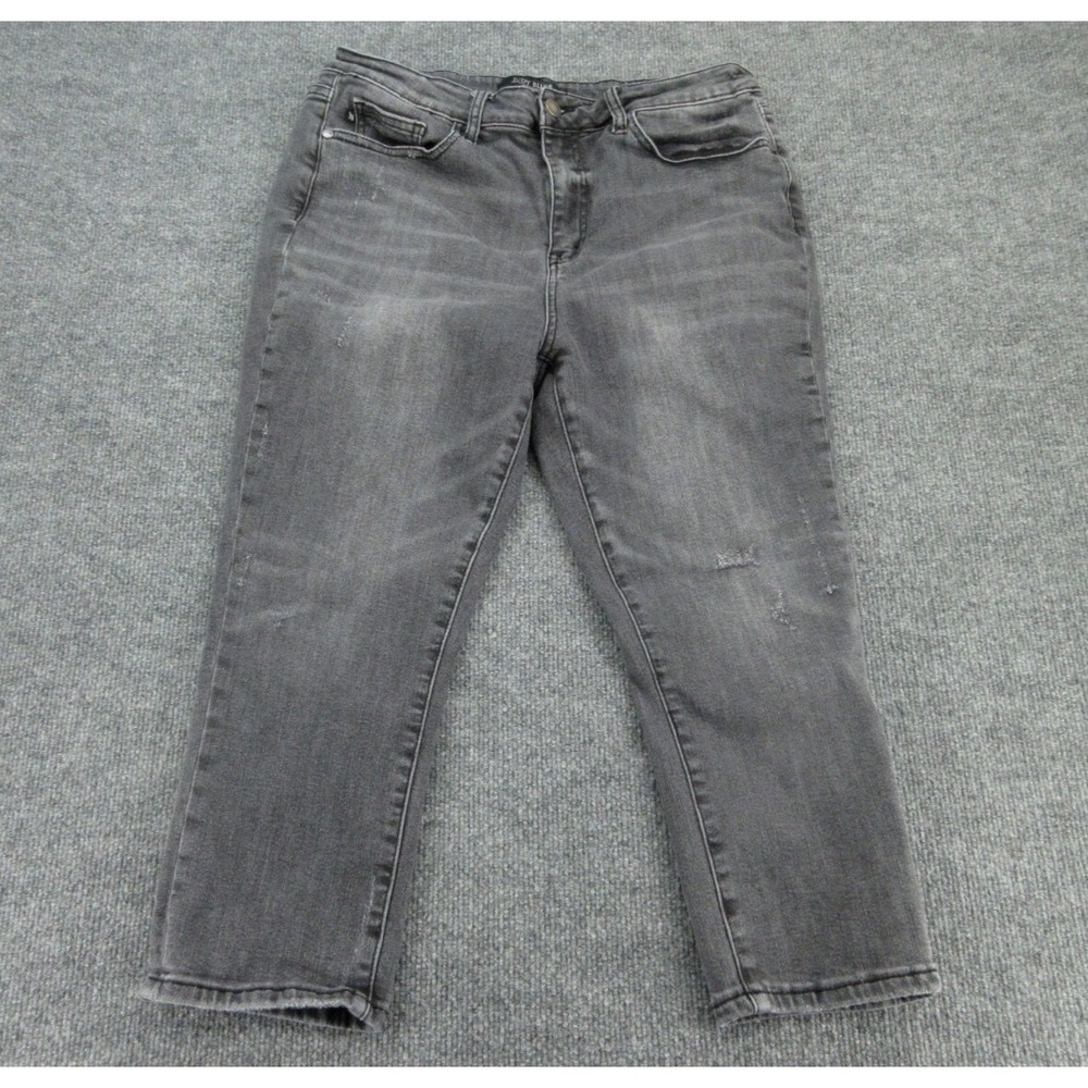Judy Blue Women Jeans Skinny Fit Grey Distressed Capri 13/31